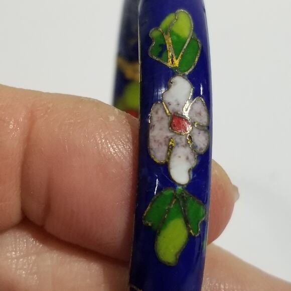 Vintage Cloisonne enamel bangle bracelet two and one half in - Picture 14 of 16